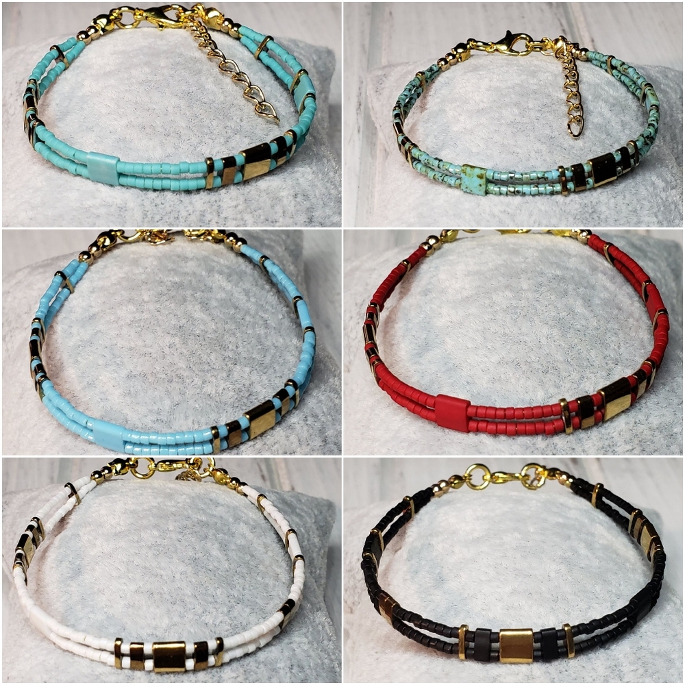 J. Renee Designs Handmade Gold Tone & Beaded Bracelets